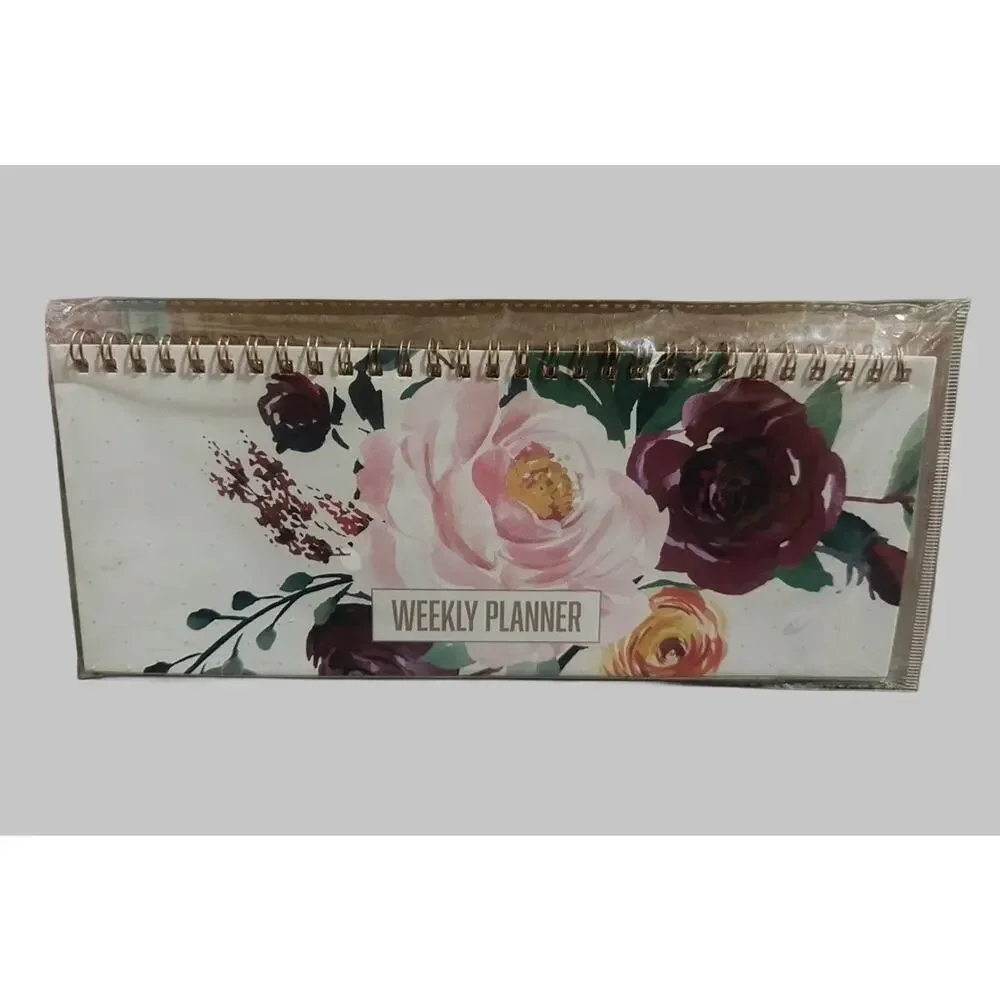 Enchante Floral Weekly Planner Desk Pad 10” x 4” Undated Spiral New